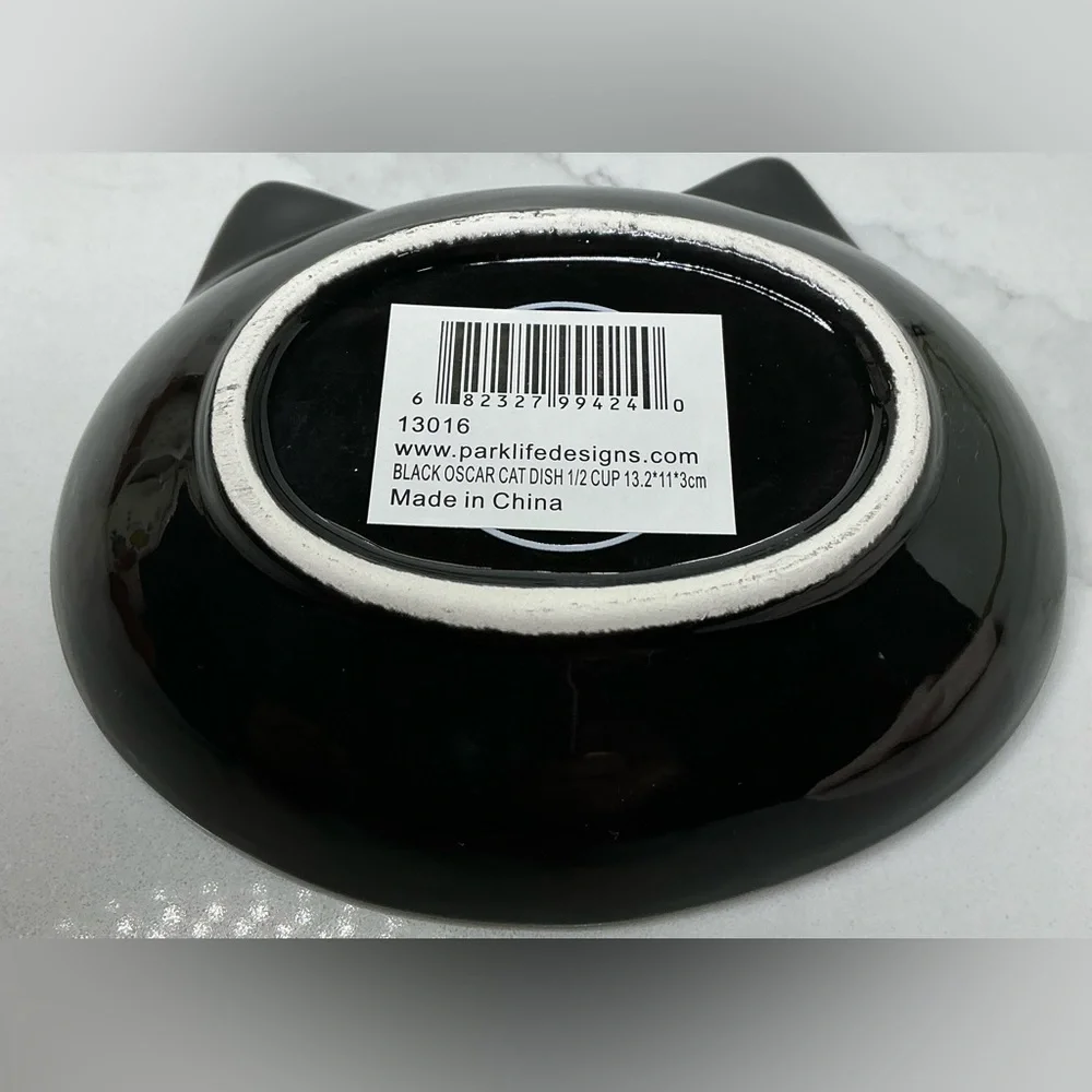 2 Park Life Designs~Black Oscar Cat Dish~Cat Shaped Food, Water, Trinket Dish